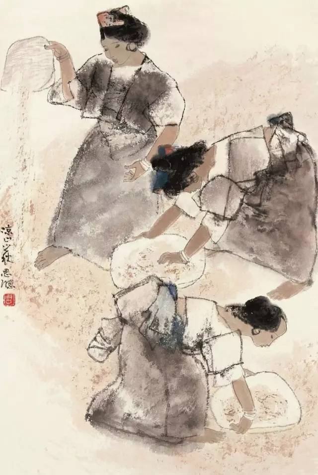 画坛伉俪卢沉与周思聪两位先生的人物画作品欣赏