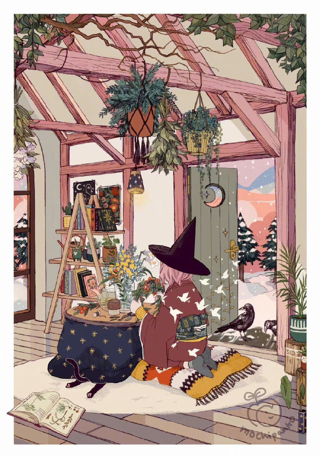 来自插画师mochipanko67治愈美好的场景插画作品