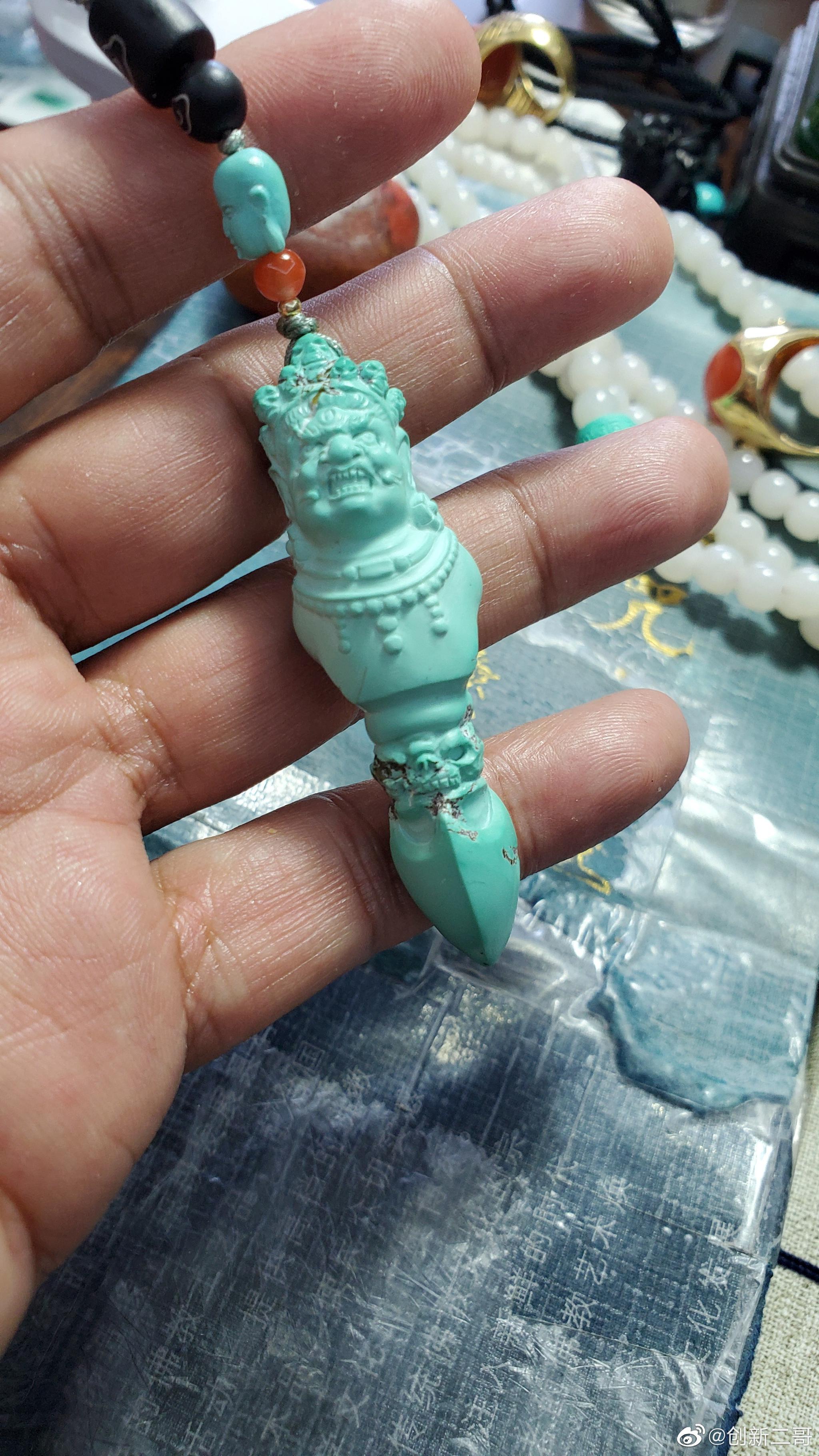 原矿绿松石大黑天金刚杵,工牛._高清图集_新浪网