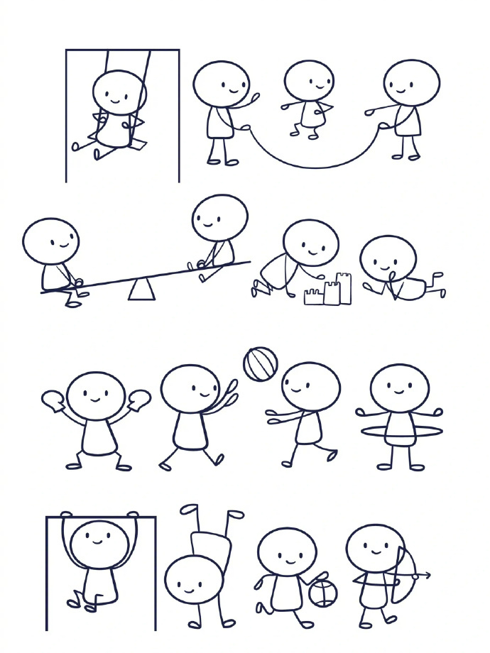 小人日常简笔画,适合每一个可爱的你们!