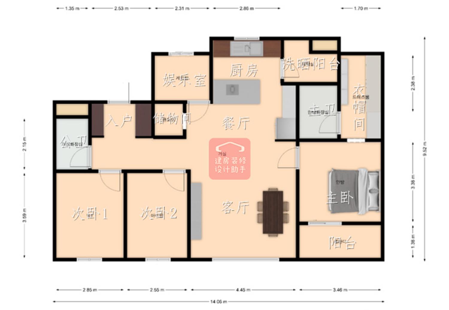 户型简介这对韩国的"宝藏夫妻"奋斗多年终于买下了大房子,用所剩不多