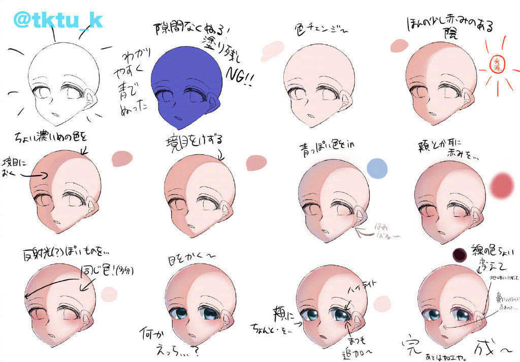 皮肤上色绘画参考