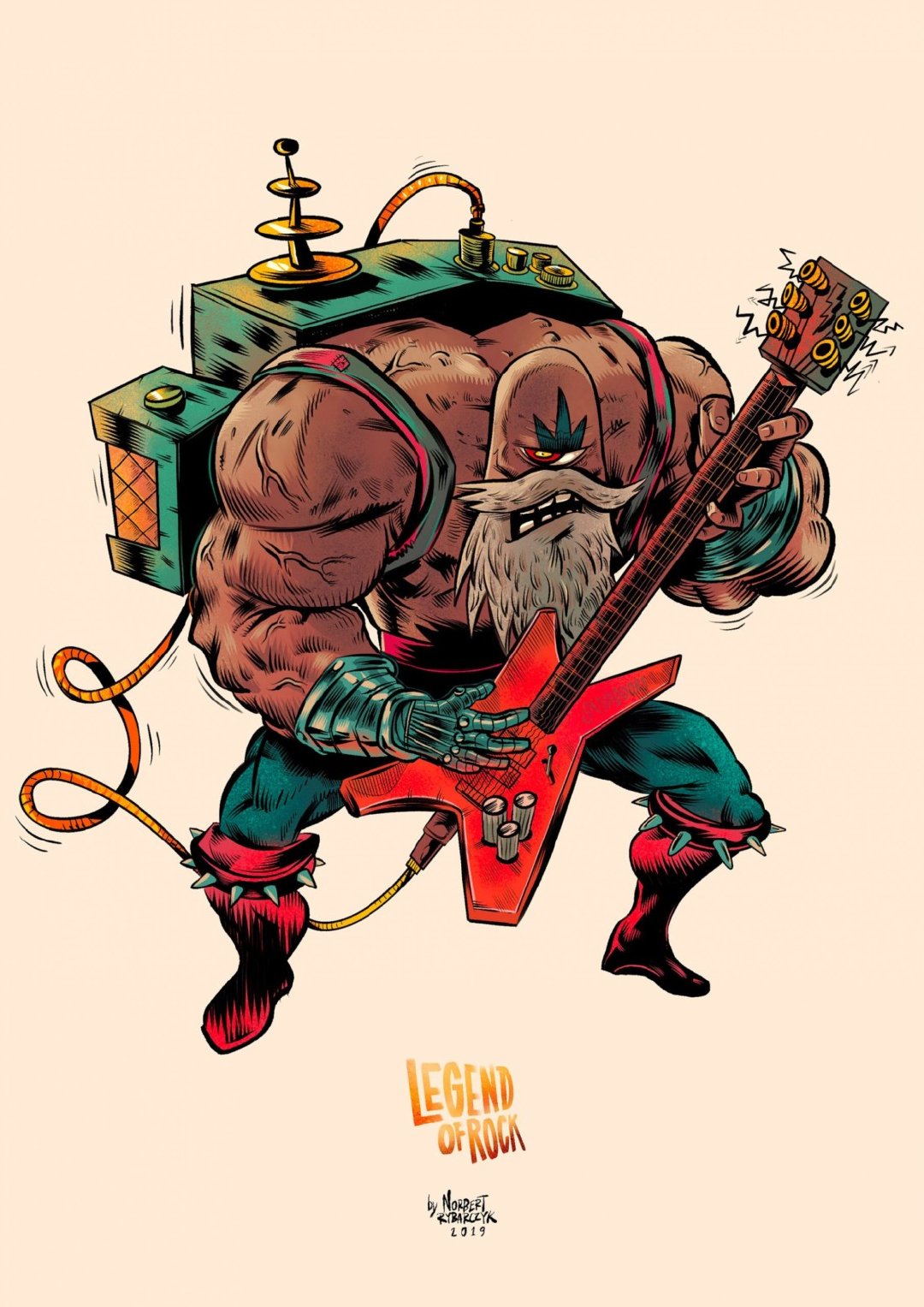 波兰插画师norbert rybarczyk创作的动动感,夸张的动漫明星插画