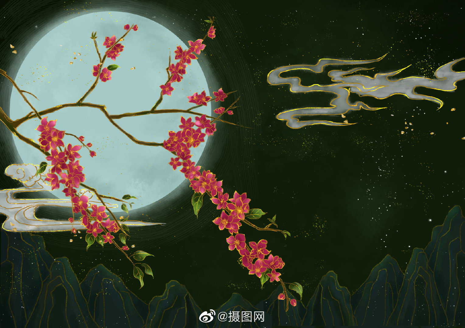 烫金中国风插画 仙气十足……__财经头条