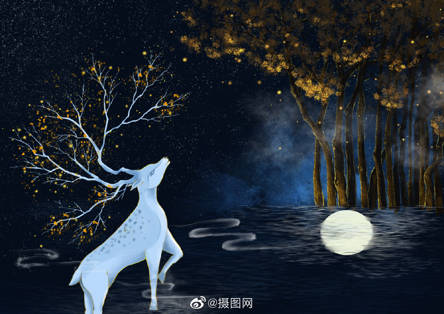 烫金中国风插画 仙气十足……__财经头条