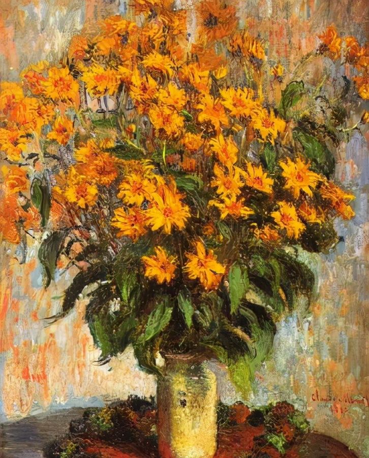 印象派大师莫奈的花卉静物油画作品