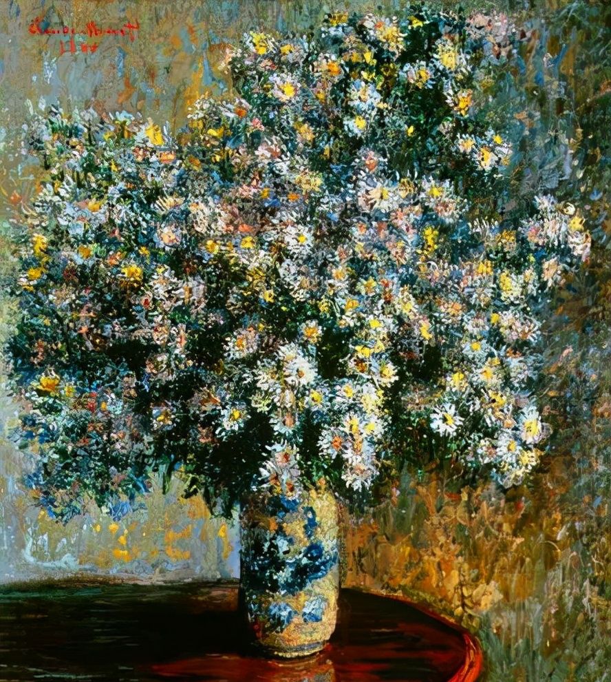 印象派大师莫奈的花卉静物油画作品