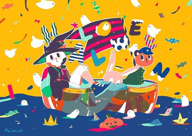 插画师 raimochi 的一组欢快的插画作品