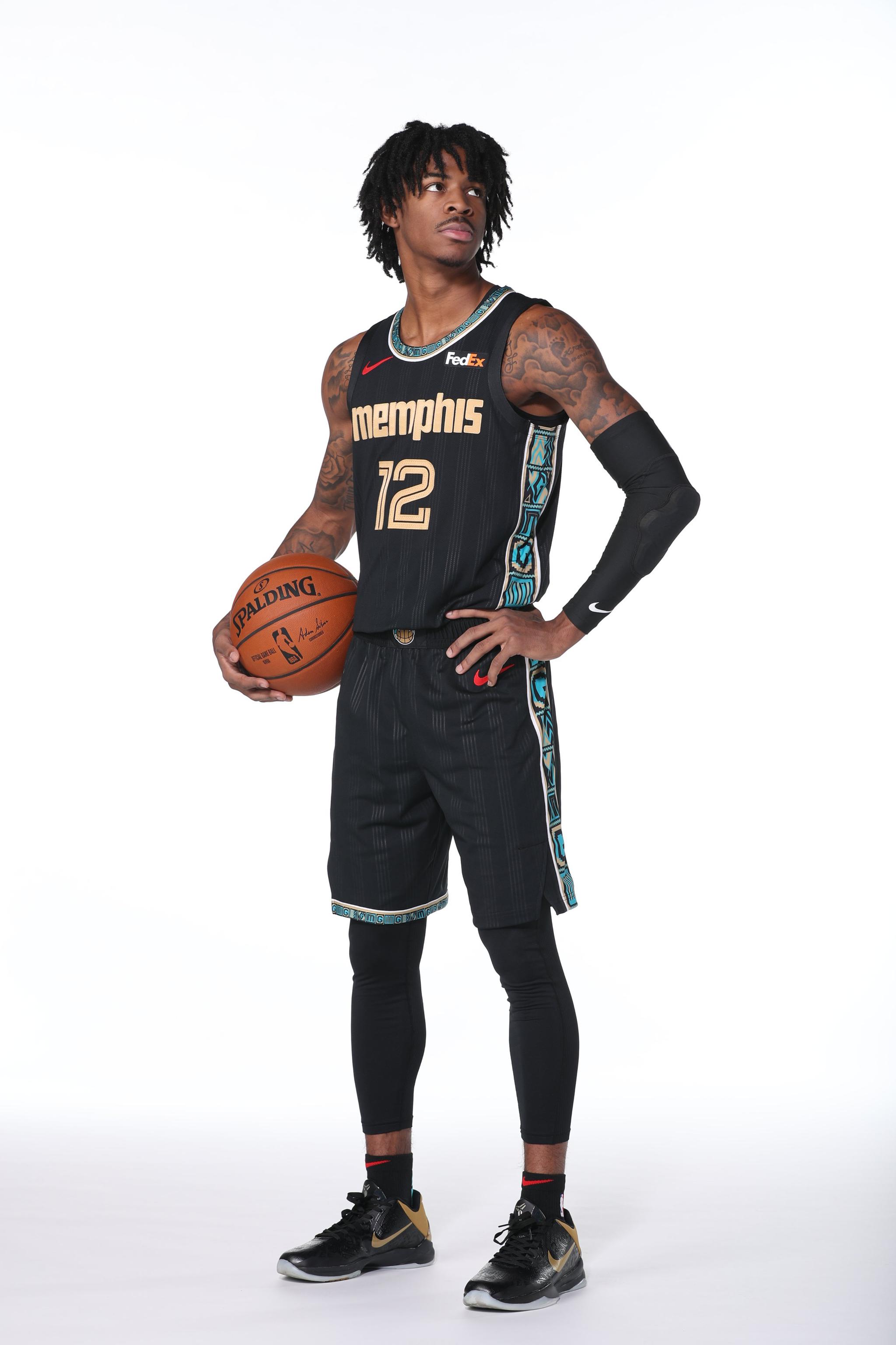 莫兰特穿着灰熊新赛季球衣款式_高清图集_新浪网