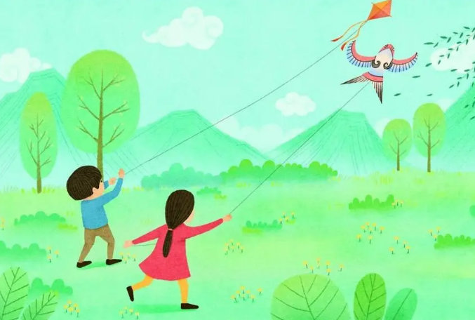儿童散学归来早忙趁东风放纸鸢