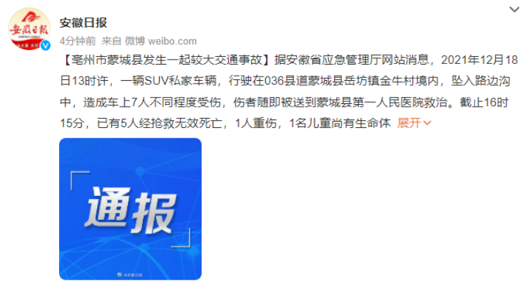 一辆私家车，不慎坠入路边沟中致5死2伤，其1名儿童尚有生命体征休闲区蓝鸢梦想 - Www.slyday.coM