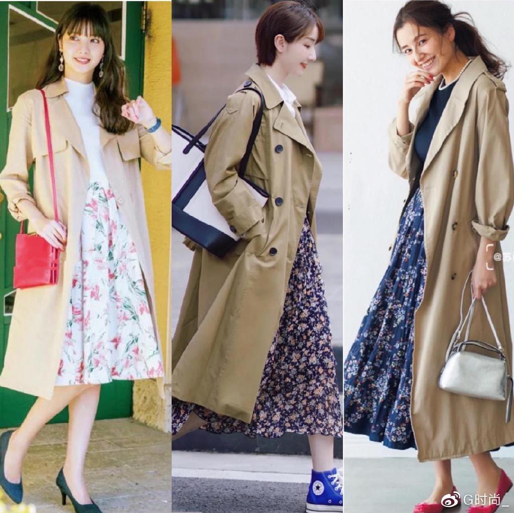 搭配三:碎花裙 风衣