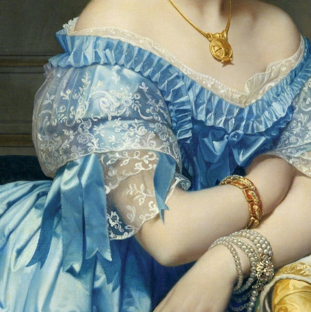 古典油画中的蓝色裙子