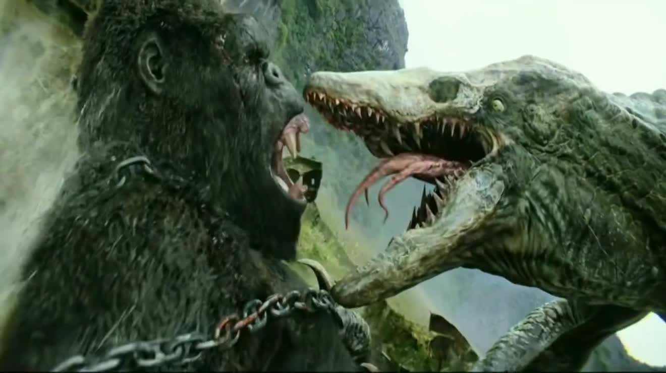 人类终于认知到了错误决定和金刚联手共同对抗史前巨蜥