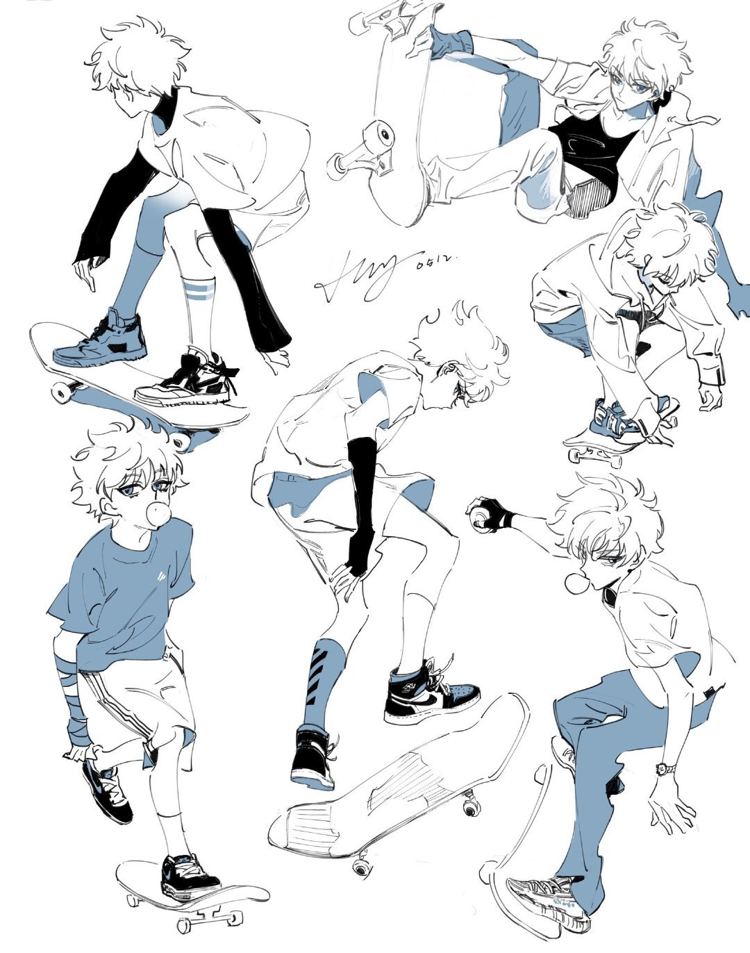 滑板姿势绘制参考