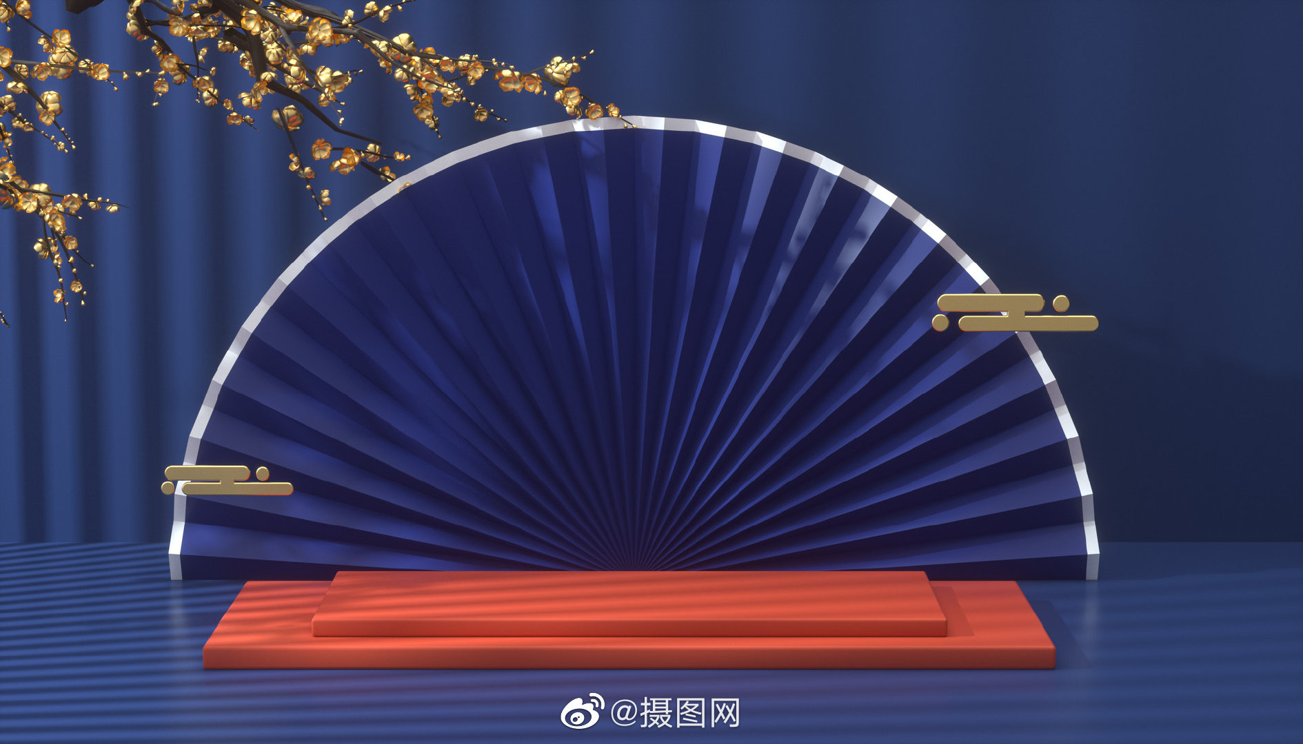 国潮背景图|c4d中国风电商展台背景……|中国风电|展台|设计师_新浪