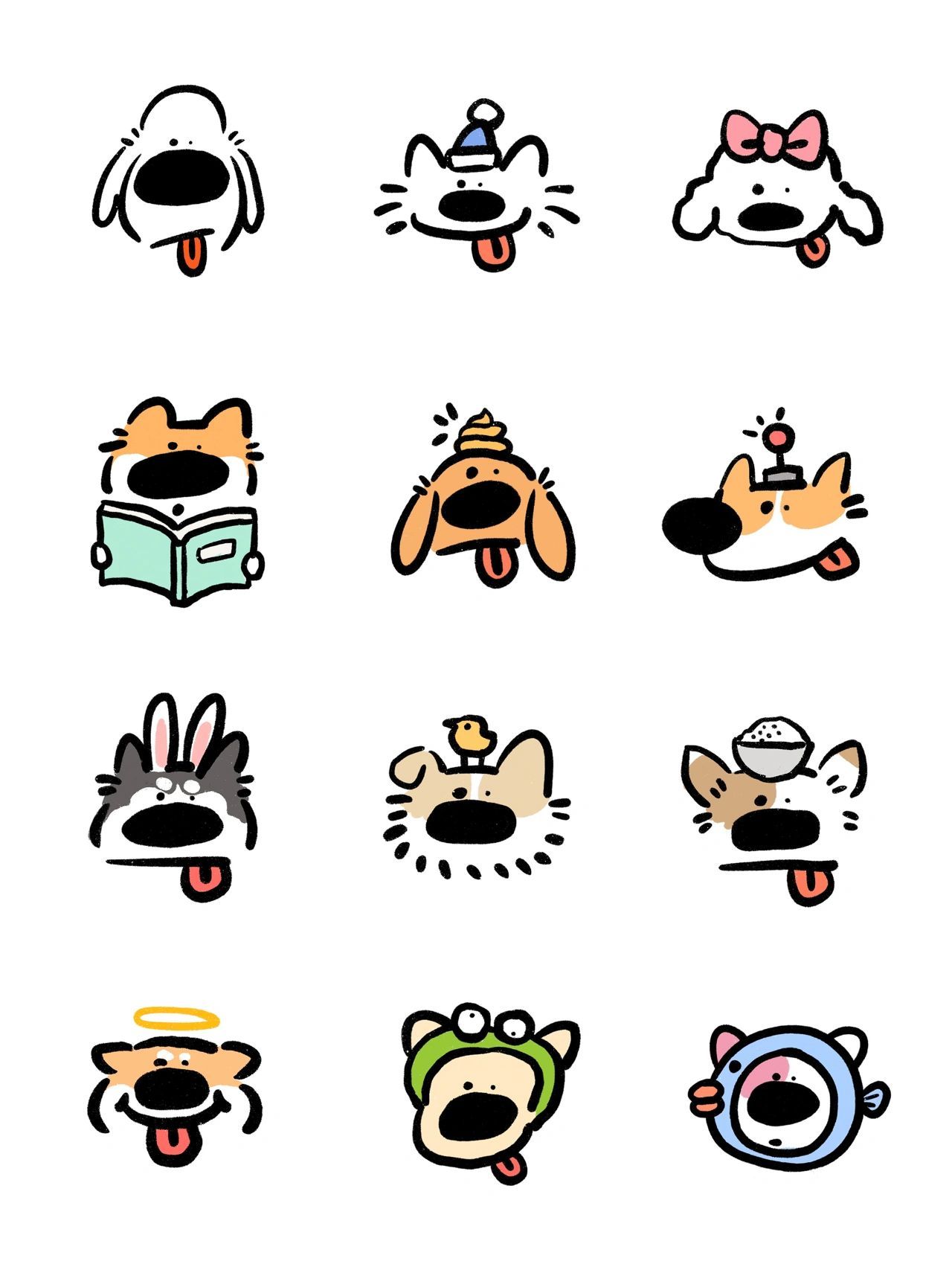 各类狗狗简笔画合集,可爱