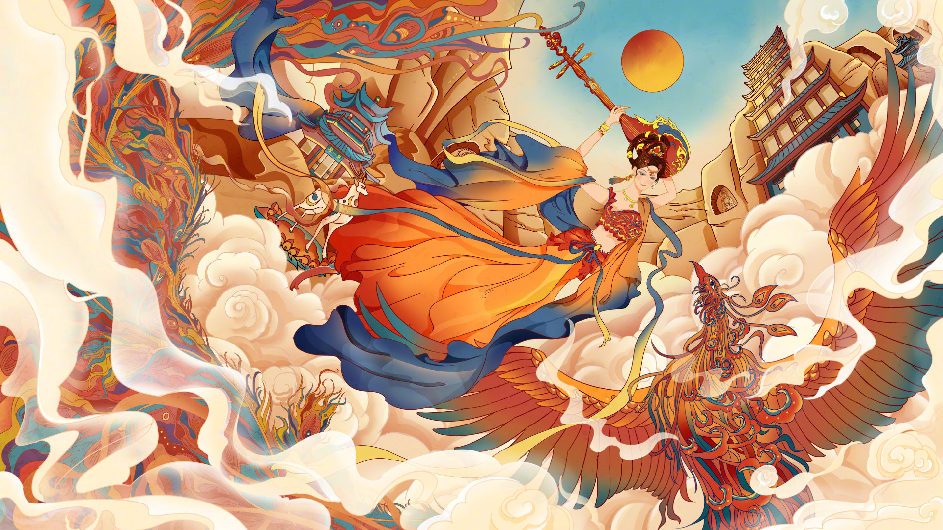分享一组上期插画课学员的敦煌主题kv作业