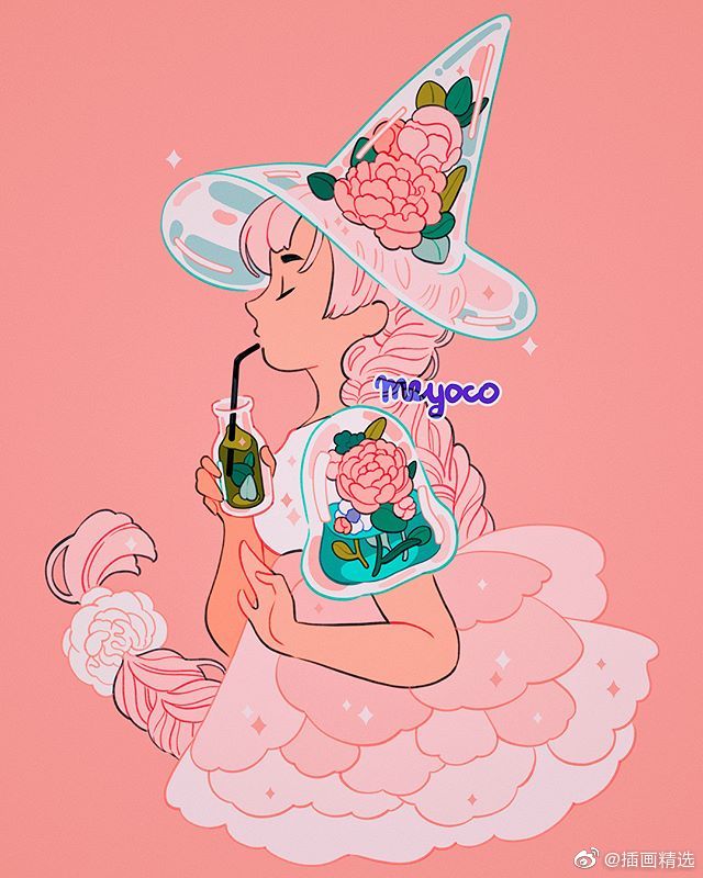 插画师meyoco的一组少女插画