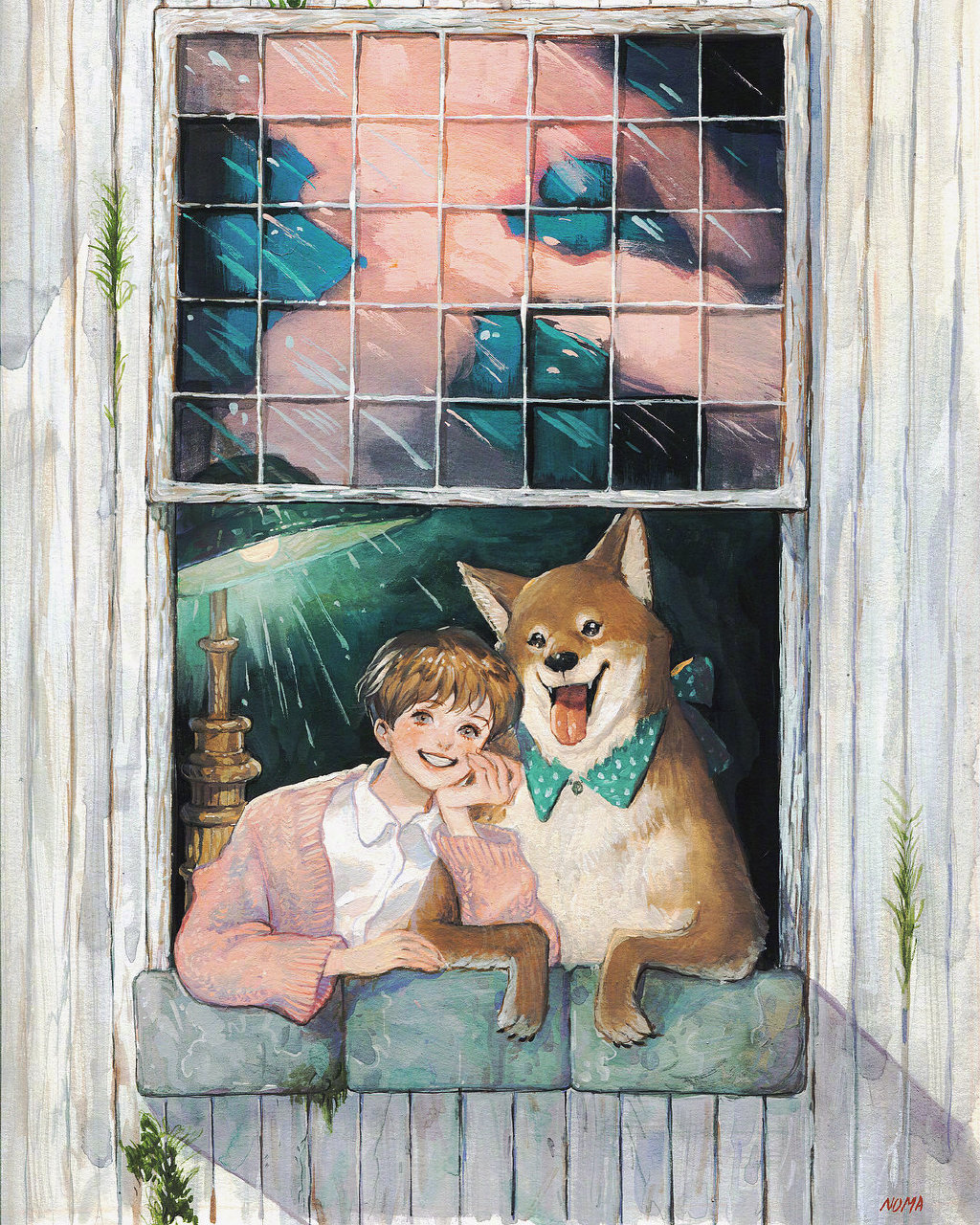 韩国插画师 noma 治愈水彩人物插画