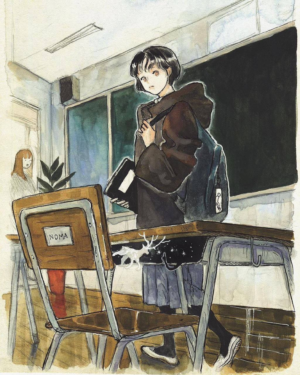 韩国插画师 noma 治愈水彩人物插画