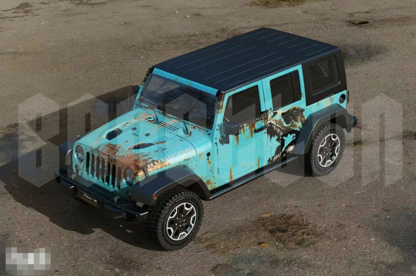 jeep牧马人彩绘做旧的侏罗纪公园颜色 难道是穿越来的?