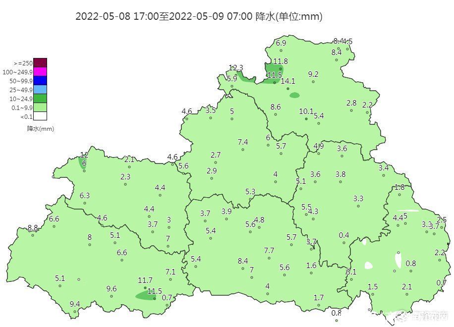 14个站点降雨量超10毫米,最大降雨量出现在洛南|商洛市|洛南县|孤山村