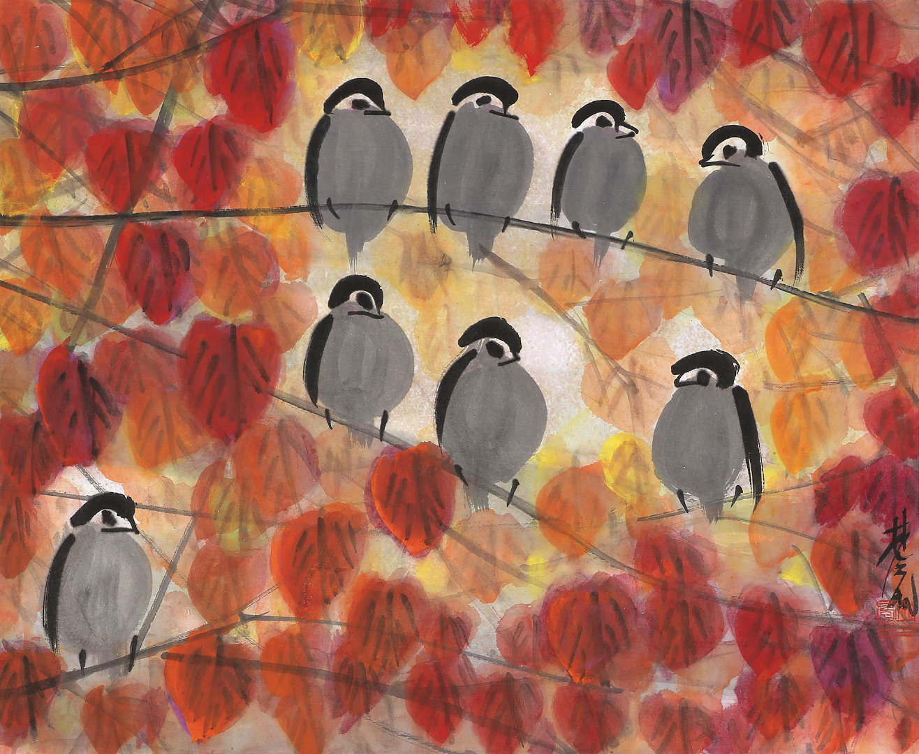 " 秋叶小鸟 … "丨 林风眠 ·绘_高清图集_新浪网