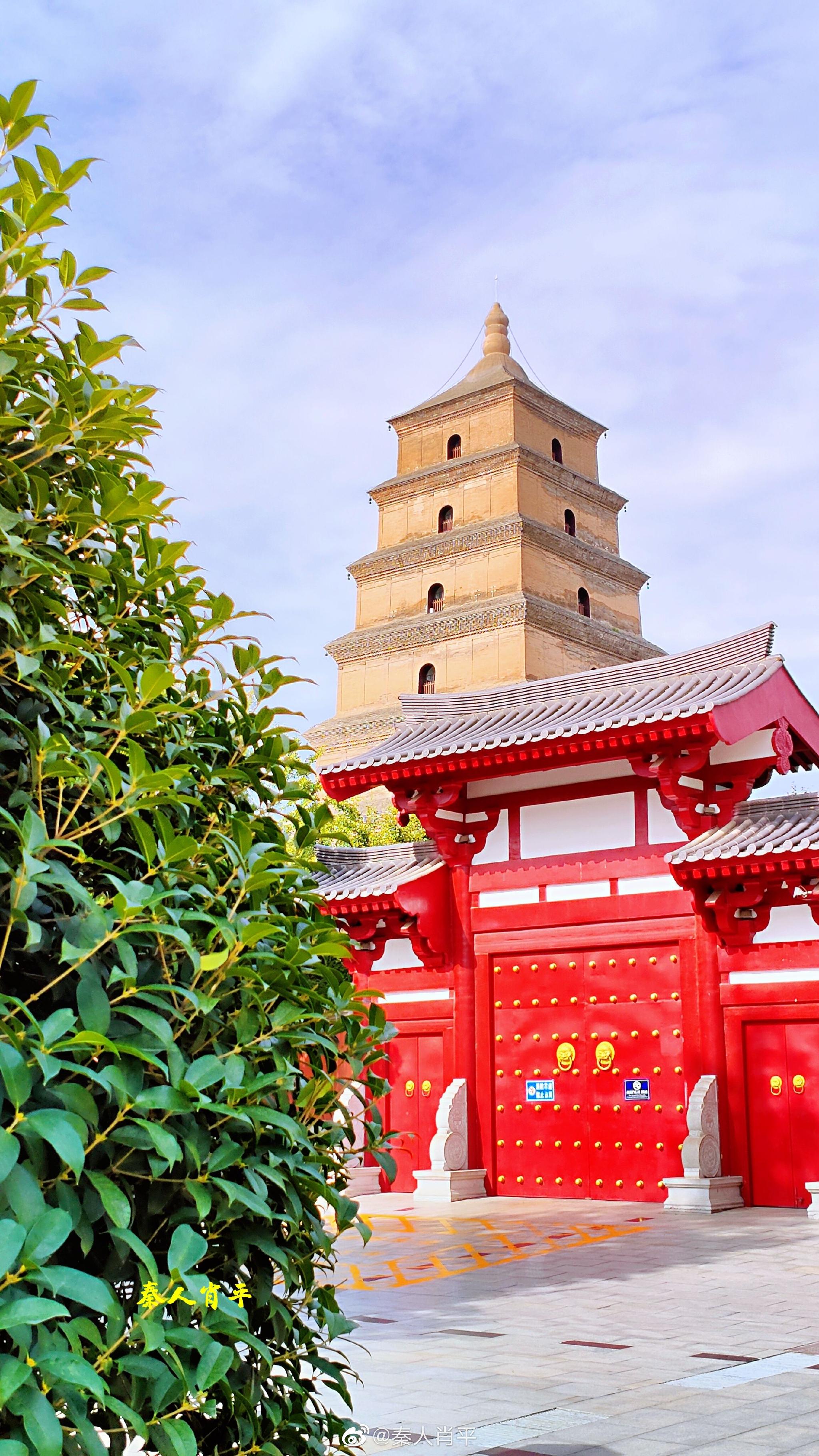 雨后天晴,西安大雁塔在蓝天绿荫的衬托下格外美!__财经头条