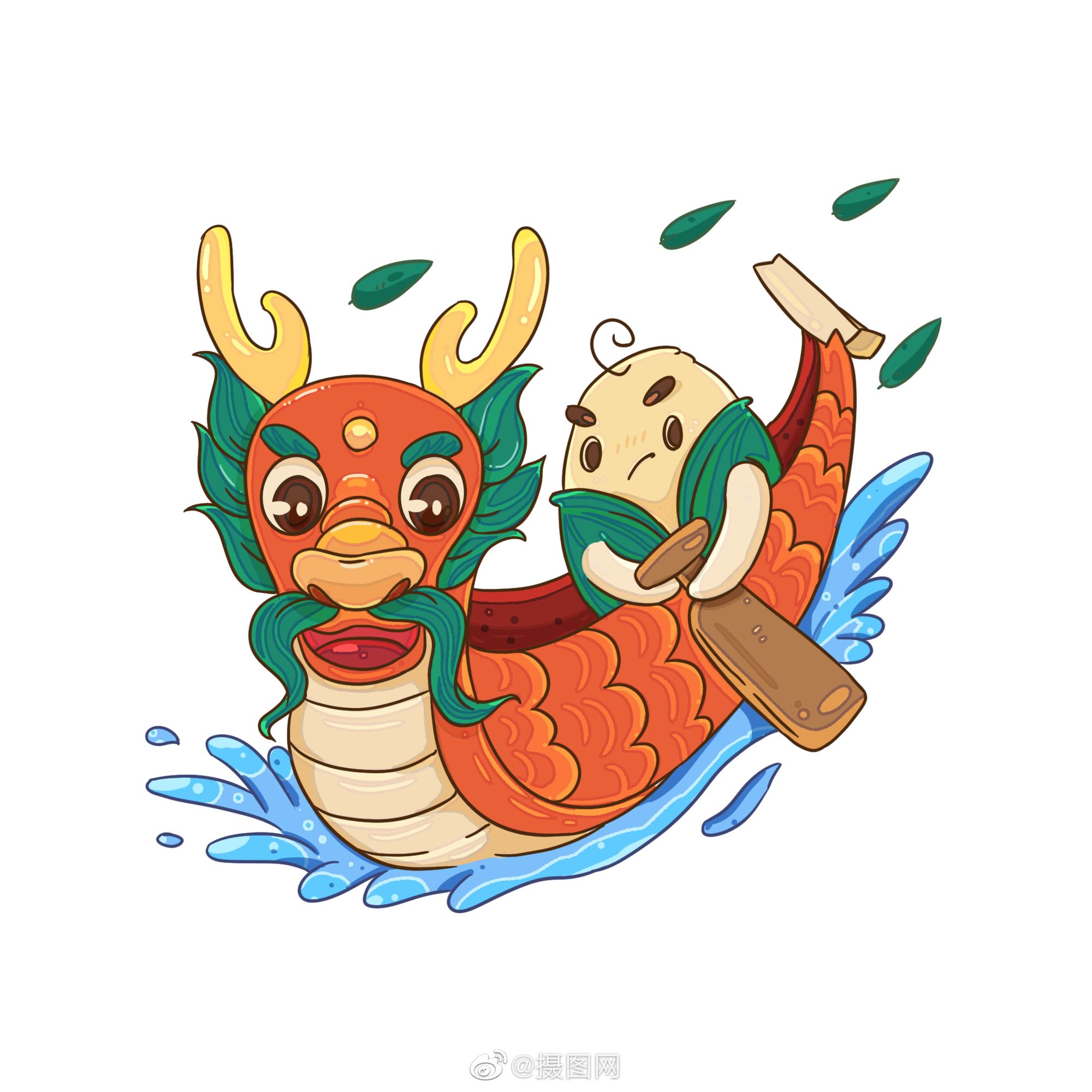 划龙舟!还有1天就是端午节了……|端午节|插画|民俗_新浪新闻