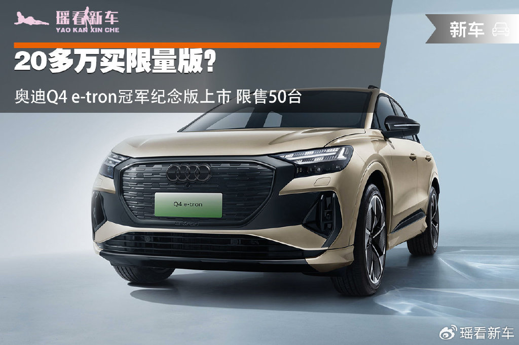 20多万买限量版?奥迪q4 e-tron冠军纪念版上市 限售50台