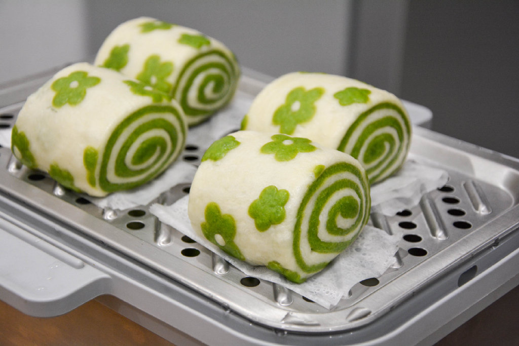 菠菜汁馒头(二):压花馒头,田园风小清新,一次发酵暄软省事__财经头条