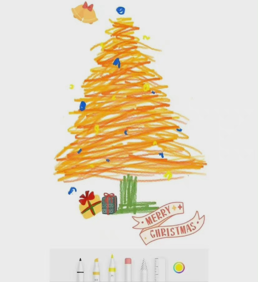 圣诞树简笔画iphone备忘录手绘圣诞树