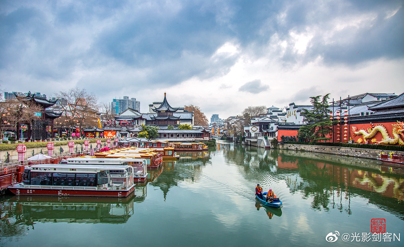 2023年第一场雪,南京已美成了金陵.夫子庙,初雪