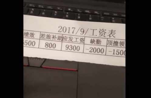 男子月薪业绩工资条, 网友: 这扣的真让人心疼啊!