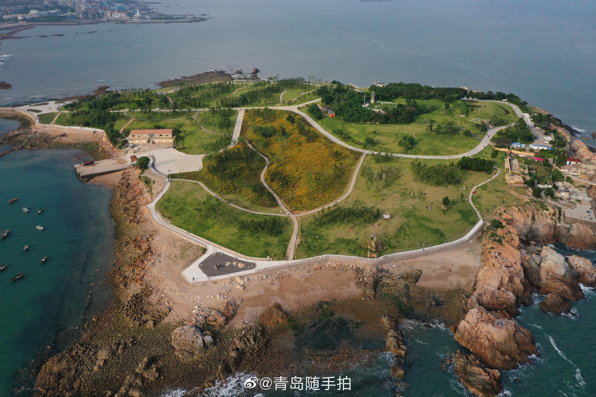 换个角度看青岛,航拍小麦岛.打卡小麦岛公园