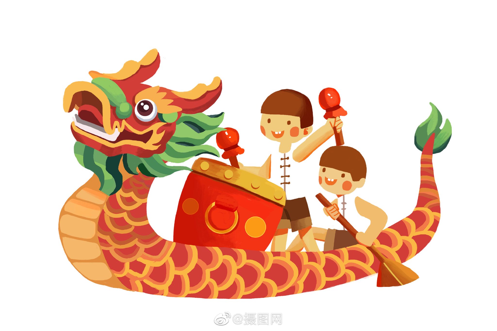 划龙舟!还有1天就是端午节了……|端午节|插画|民俗_新浪新闻