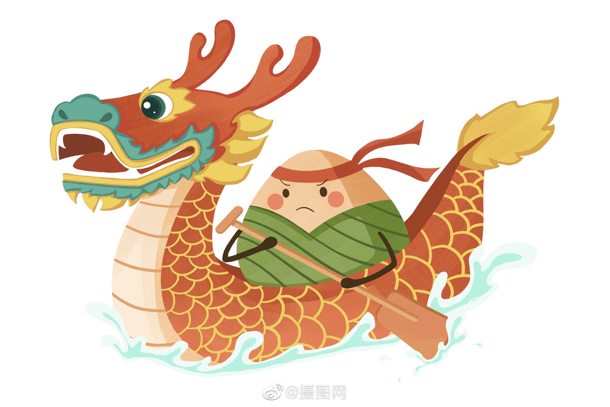 划龙舟!还有1天就是端午节了……|端午节|插画|民俗_新浪新闻