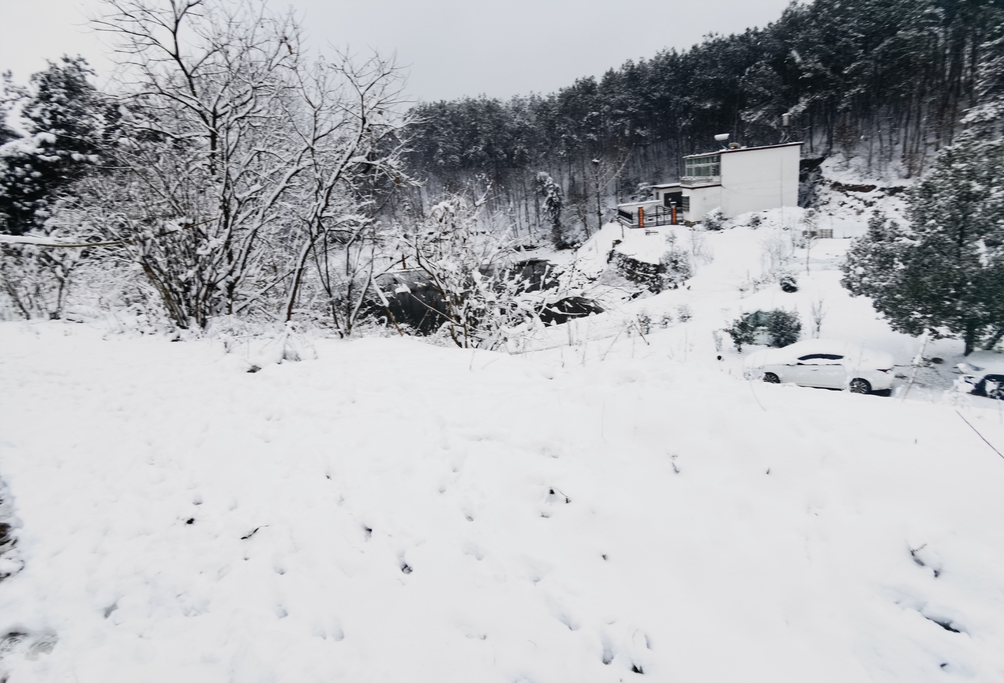 今天大雪封山山路十八弯机动车无法通行