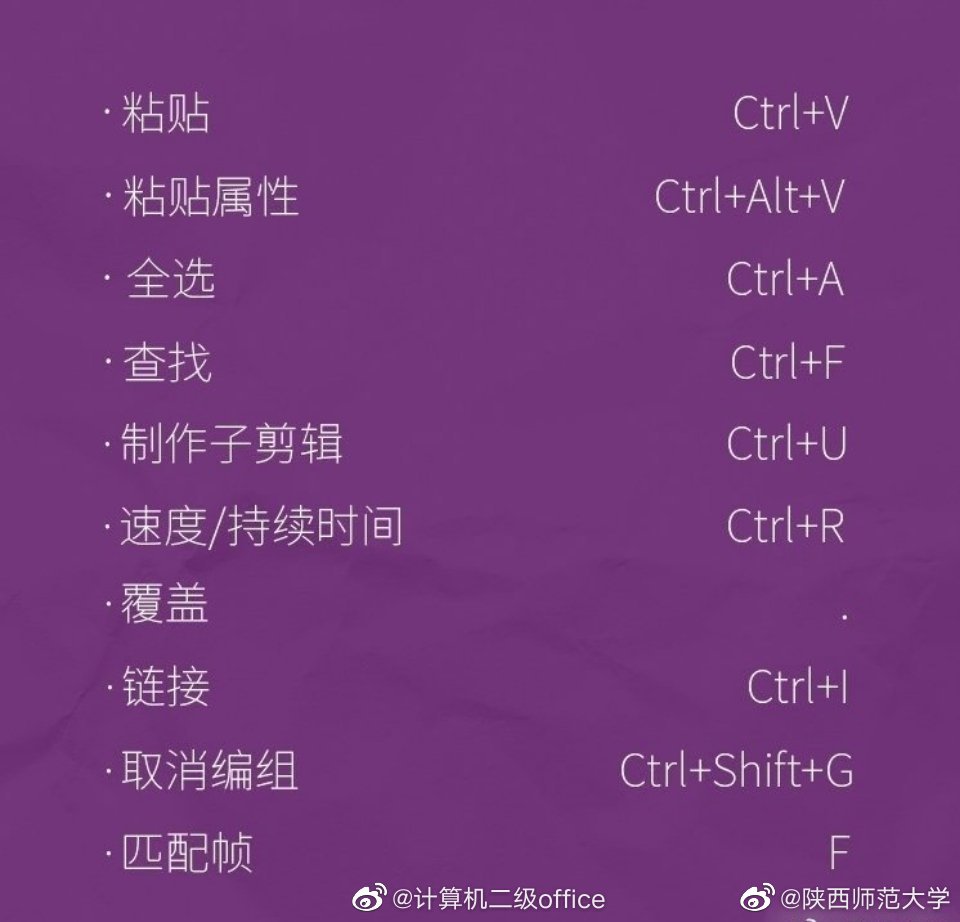pr常用快捷键
