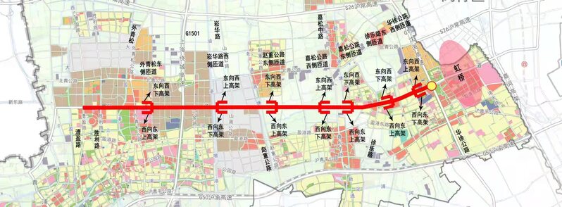 崧泽高架路主线项目共设置外青松公路东侧匝道,崧华路西侧匝道,赵重