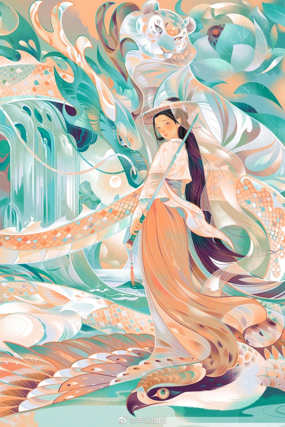 用插画讲好中国故事的文化符号来自 @插画师李旻 插画作品 67讲好