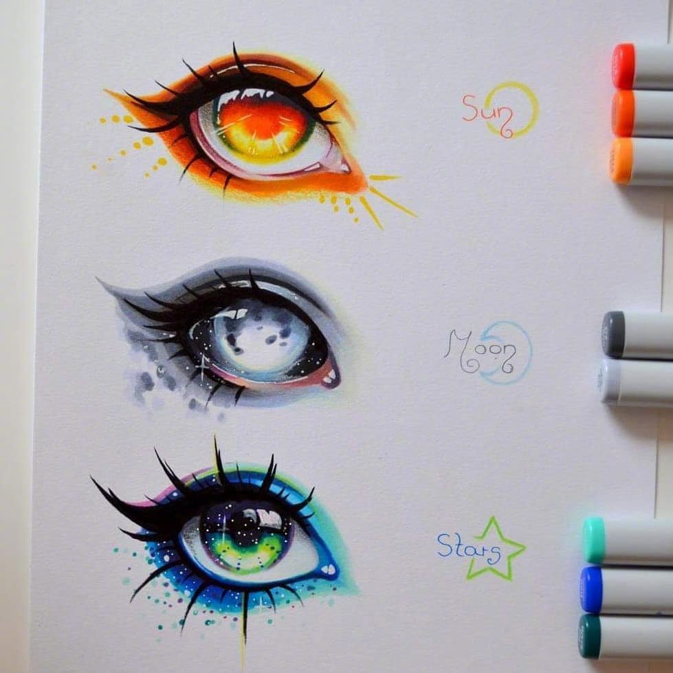 马克笔手绘大眼睛|lighanesartblog