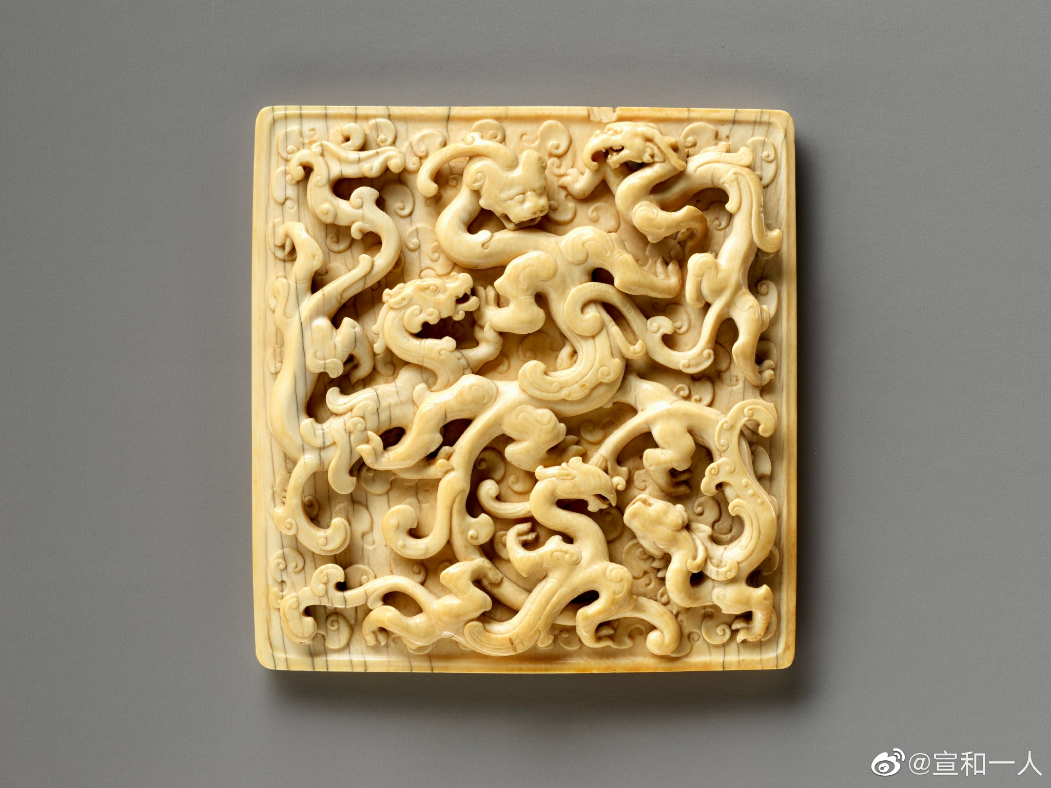 螭龙象牙雕方牌……_高清图集_新浪网