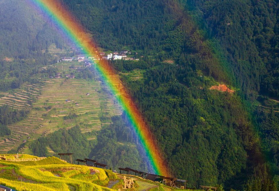 贵州从江:梯田与彩虹相映成景|贵州|梯田|彩虹_新浪新闻