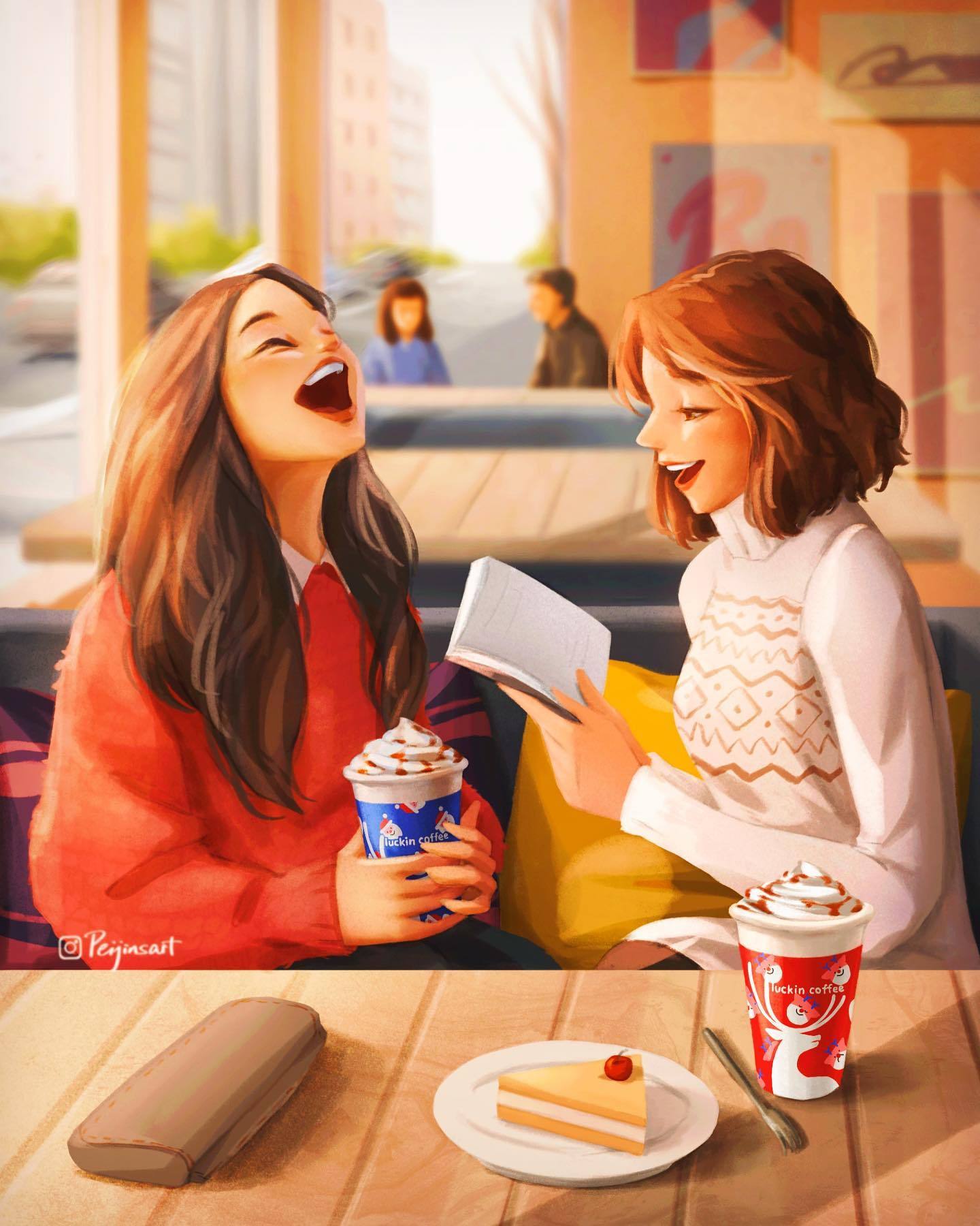 当你不开心时看看来自插画师 peijinsart