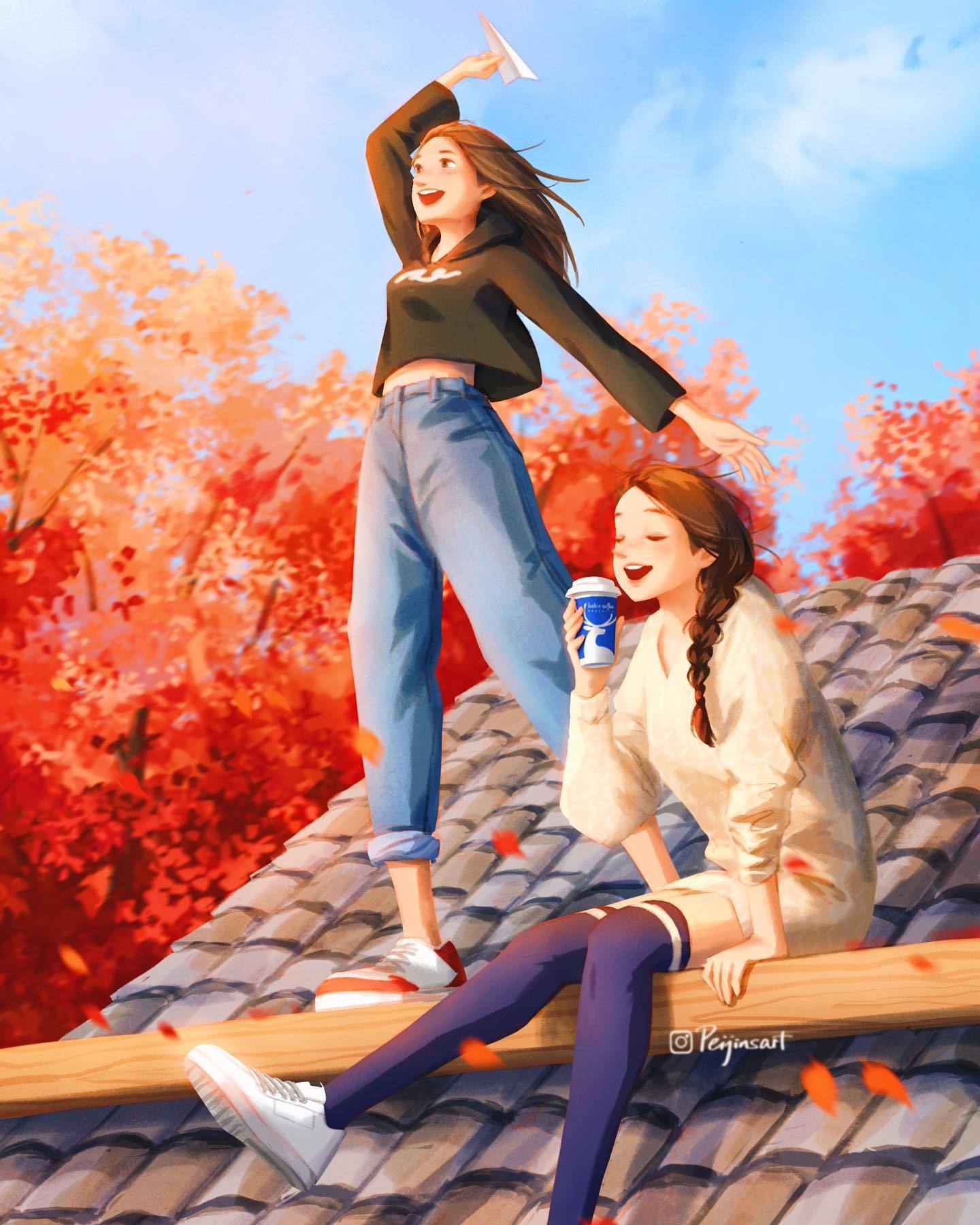 当你不开心时看看来自插画师 peijinsart