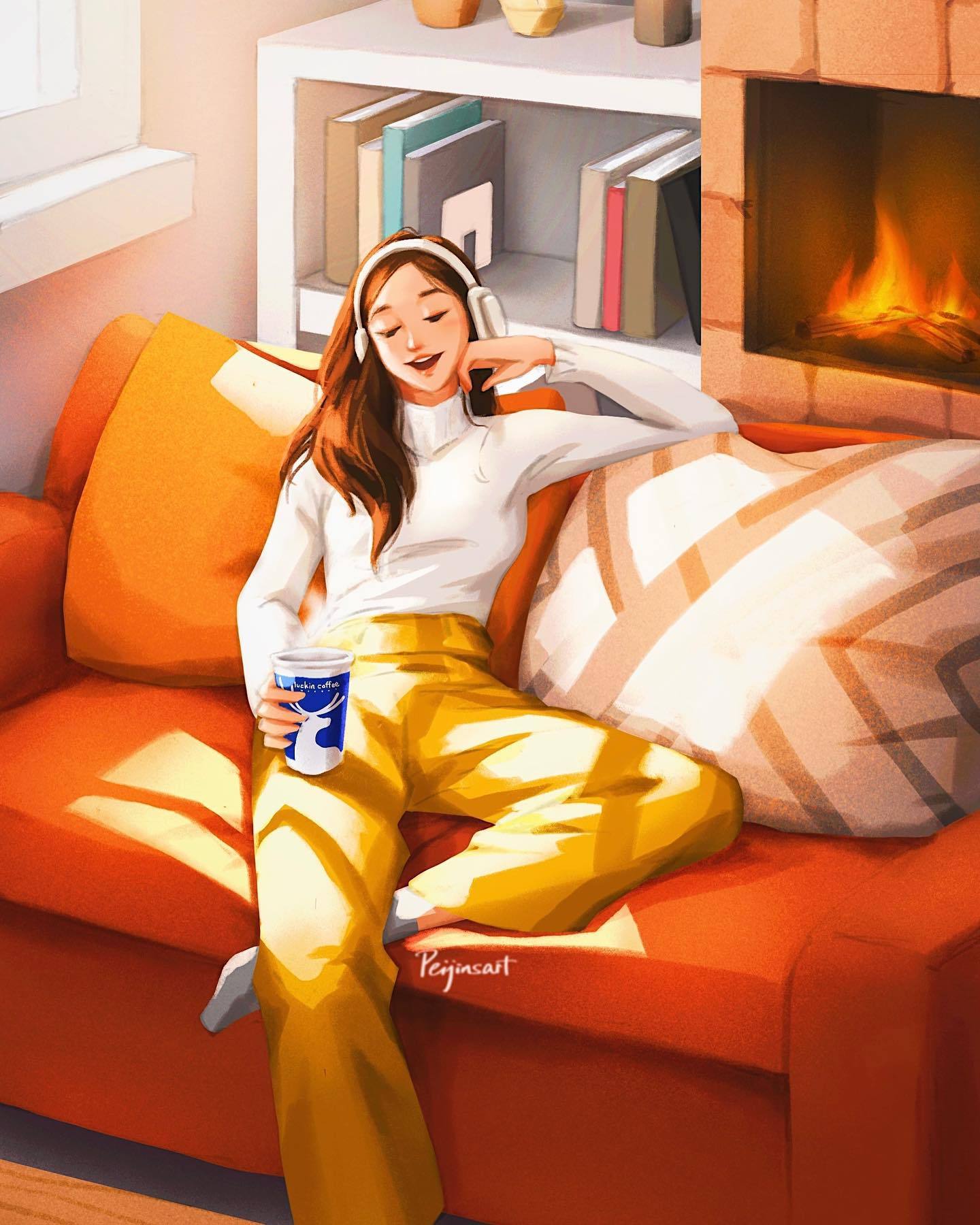 当你不开心时看看来自插画师 peijinsart