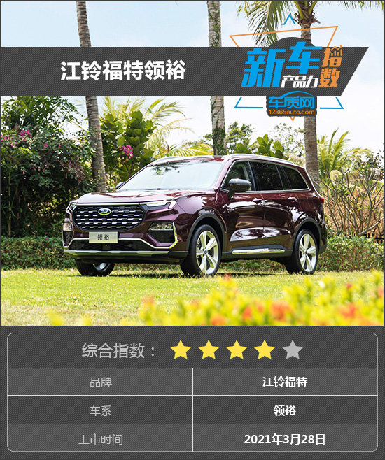 新车产品力指数:江铃福特领裕