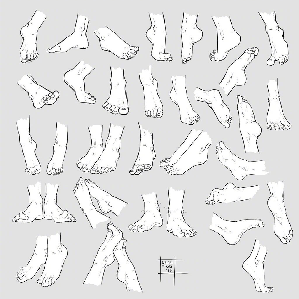 一组关于脚的绘画参考